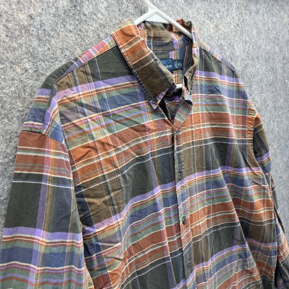 Polo Ralph Lauren Shirt Men Extra Large Brown Pink Casual Button Down Plaid XL - Picture 3 of 14